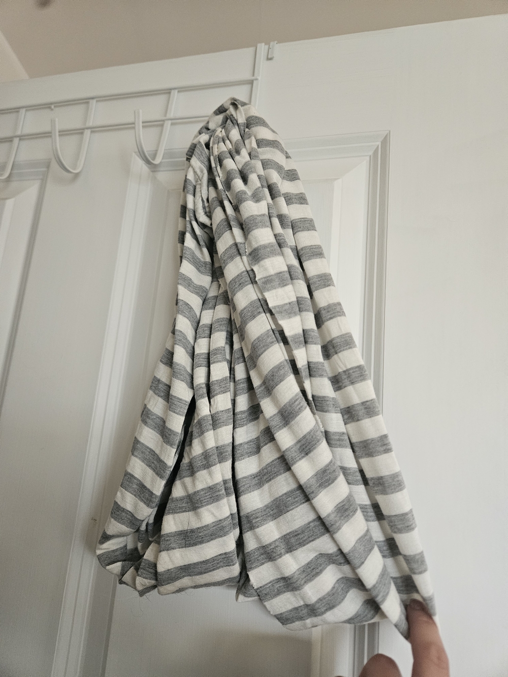 Gray & White Striped Infinity Scarf